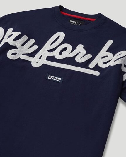 Geedup PFK Script T Shirt Navy.White